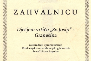 Zahvalnica Edukacijsko rehabilitacijskog fakulteta Zahvalnica Edukacijsko rehabilitacijskog fakulteta