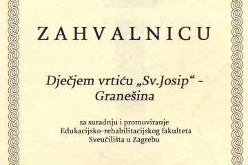Zahvalnica Edukacijsko rehabilitacijskog fakulteta Zahvalnica Edukacijsko rehabilitacijskog fakulteta